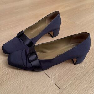 Vintage Black Yves Saint Laurent Square Toe with Buckle Pump 7.5M